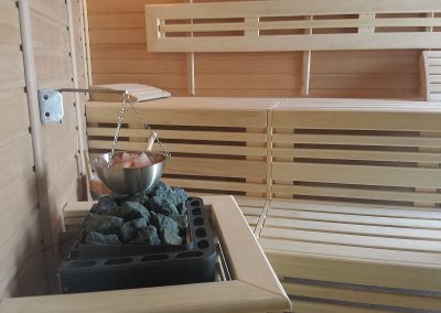 Sauna aus Hemlock und Abachi